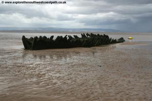 Shipwreck on the sands near Berrow