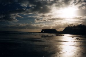 The sun sets over Dawlish Warren