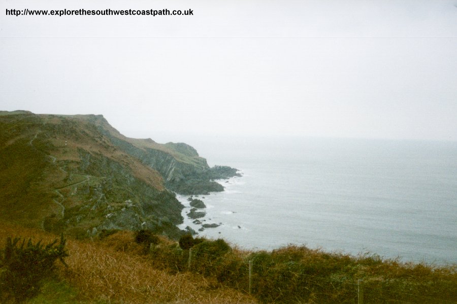 The coast path leaving Lee Bay